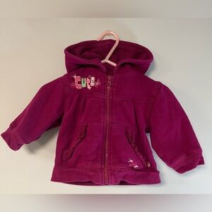 The Children’s Place Purple Hooded Zipper Sweatshirt, Baby Girl size 6-9 months